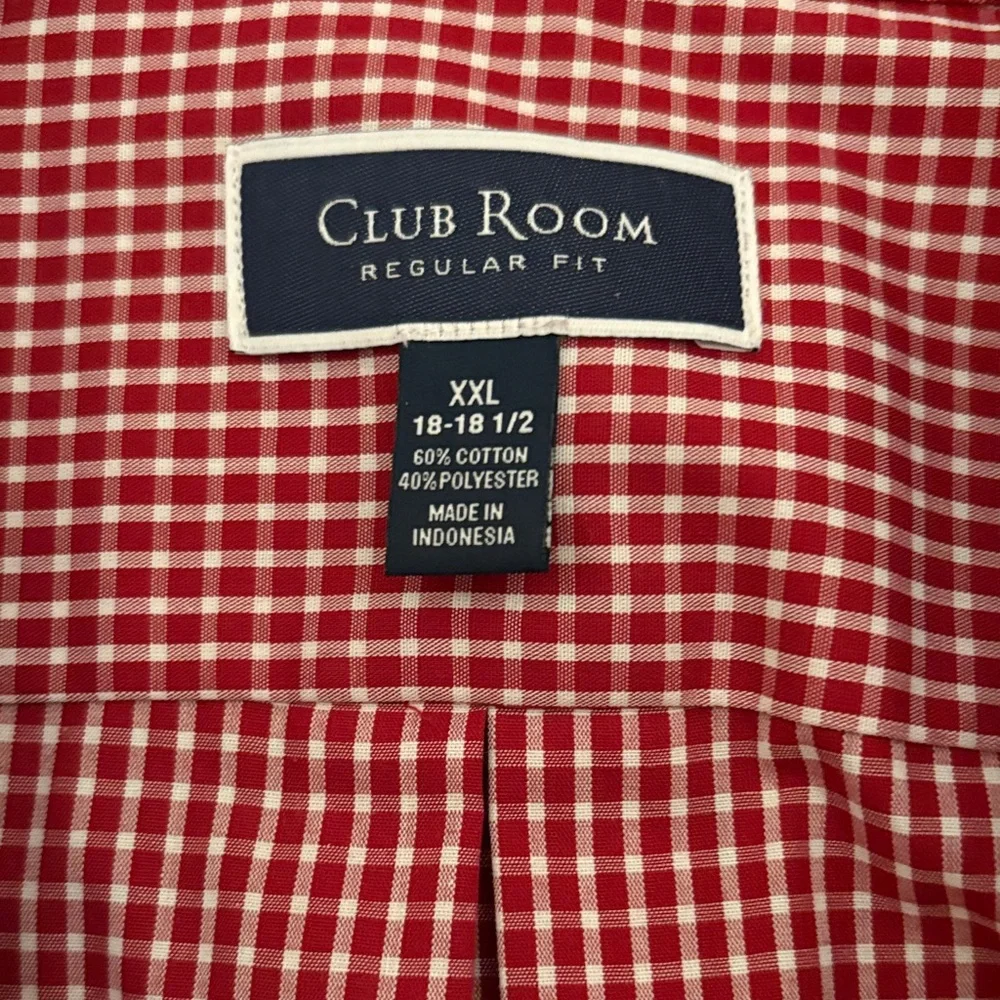 Club Room Red Maroon Gingham Dress Shirt - Picture 9 of 11